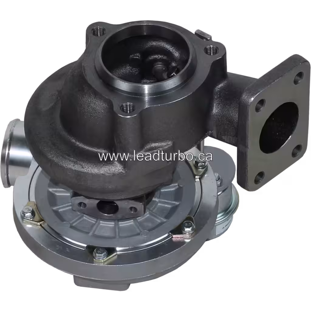 GT25 Turbolader 2674A404, Unteransicht mit vierlochem Auspuffflansch