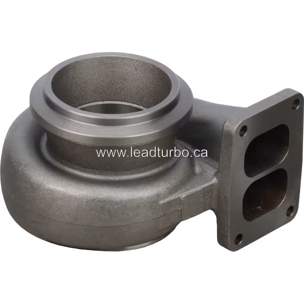 Grey cast metal turbine housing with two-port flanged inlet
