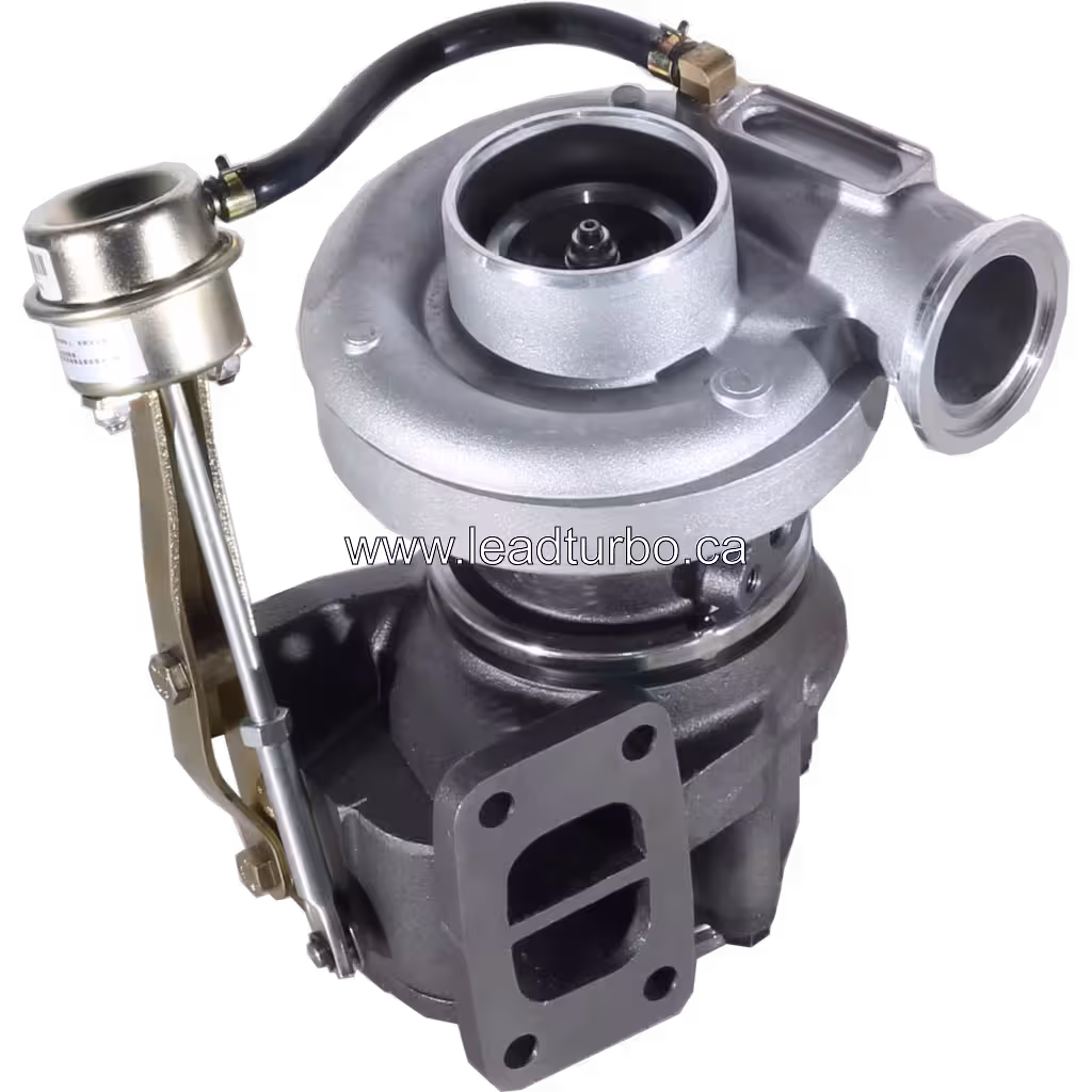 Top view of 3592121 turbocharger with integrated actuator and compressor housing