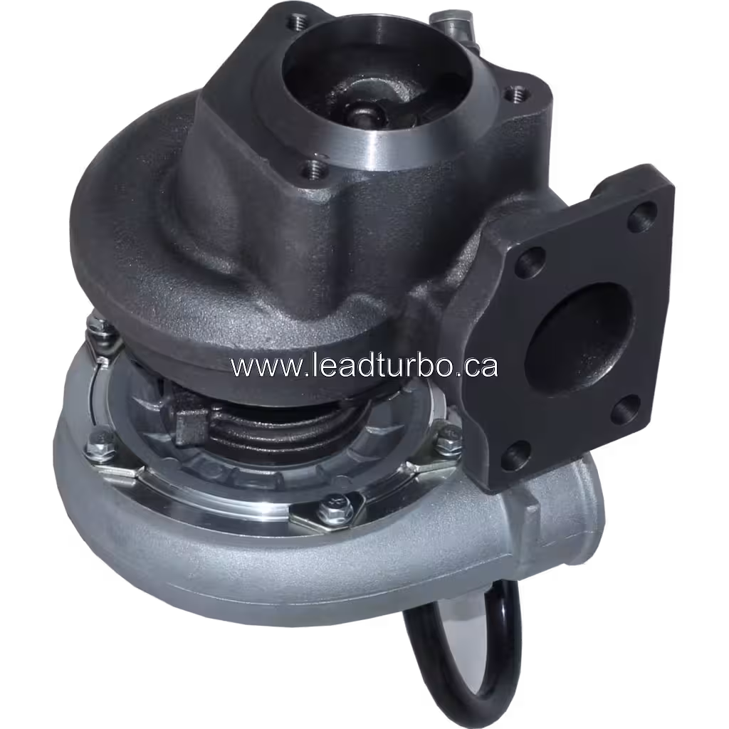 727264-5001 turbocharger top view with square exhaust flange and V-band inlet