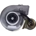 727264-5001 GT2052 turbocharger front view showing turbine and compressor wheels