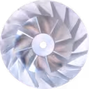 Compressor wheel FOR 4956104 CW para turbo HX83, vista frontal com pás curvas