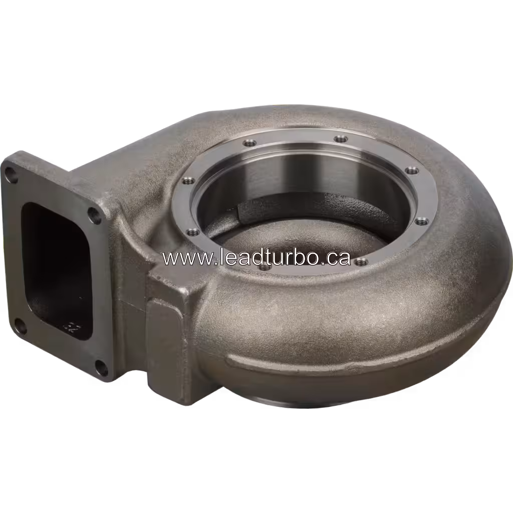 HX82 Turbine Housing 3597475-CAST-3, Unterseite mit montierendem Boss und Gussstruktur