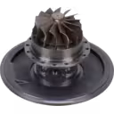 45-degree bottom view of FOR 4049905 core displaying dark turbine wheel and shaft