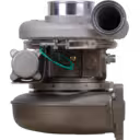 Vista frontal do turbo HY55V 504255233 com roda do compressor e entrada de ar