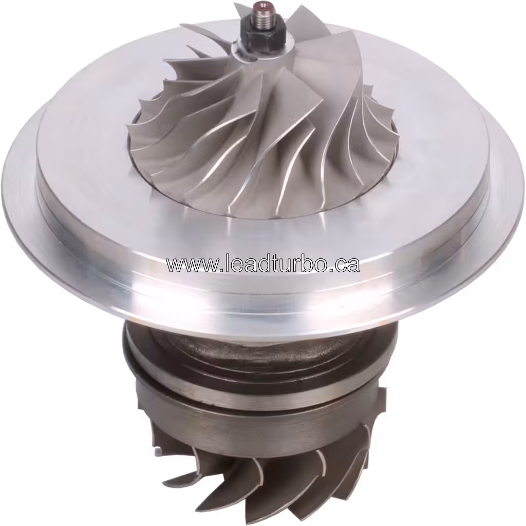 Core turbo KTR110M-432A com rodas do compressor e turbina, vista replacement 45 graus