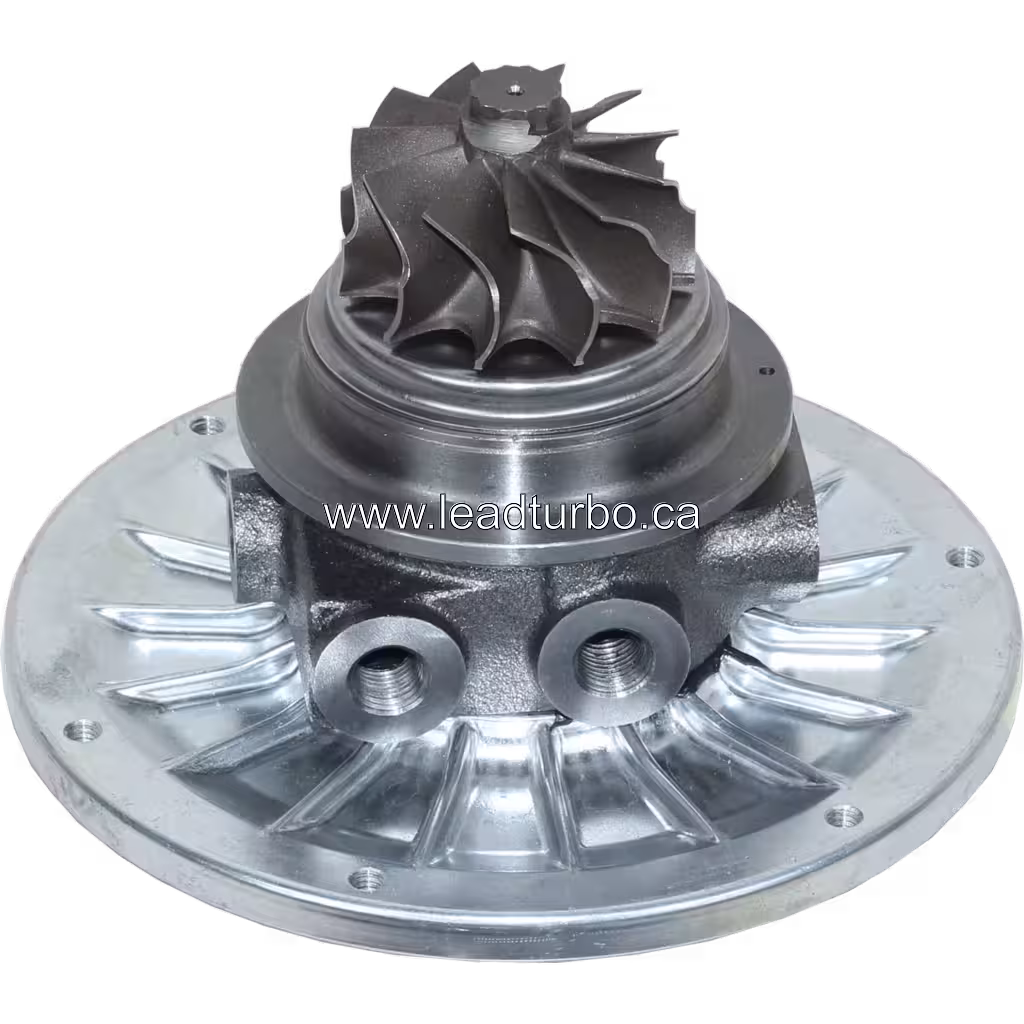 Vista inferior do core de turbocompressor FOR 8973628390 com carcaça da turbina e aletas de refrigeração