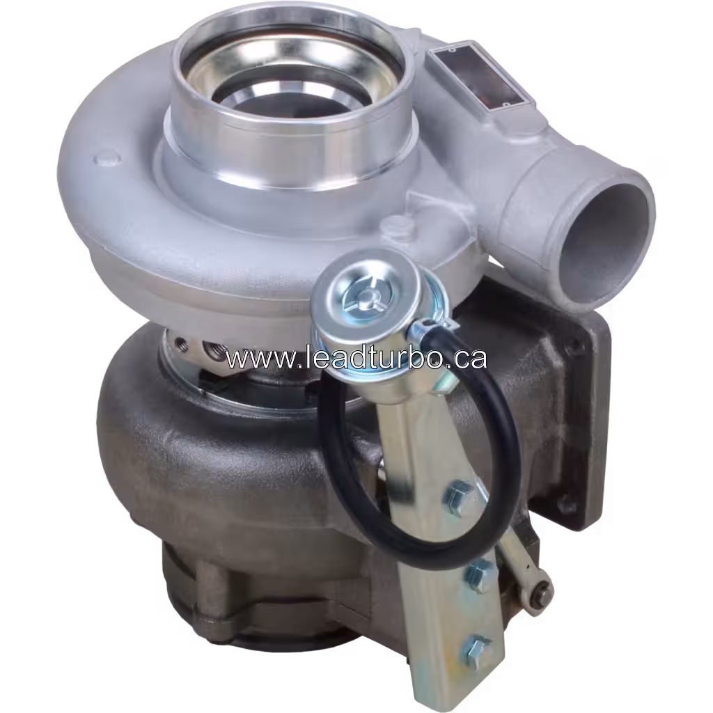 Vue de dessus du turbocompresseur 6742-01-5000 pour CUMMINS 6CT avec carter de compresseur en fonte grise