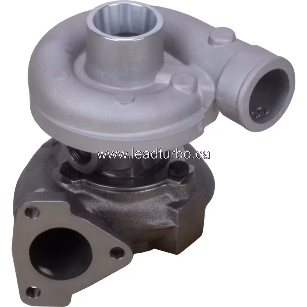 Turbosprężarka 2674A177 S1B widok z dołu – flansza montażowa i koło turbiny, zastosowanie Perkins 704-30T