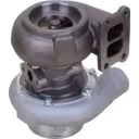 Industrial turbocharger for CAT 938F loader with visible compressor wheel and turbine housing