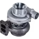 Two-part housing assembly of CAT 3116T turbocharger showing mounting bolts and gasket interface