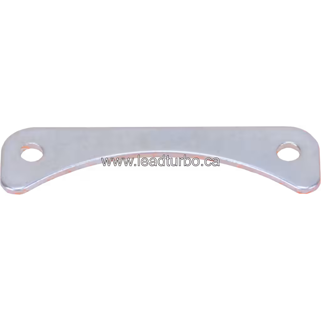 Vista replacement de clamp plate metálica curva con dos orificios de montaje