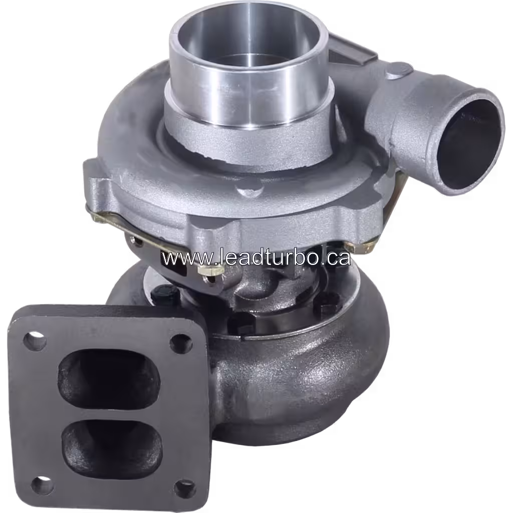 RE26120 Turbolader, Ansicht von oben mit silbernem Kompressor-Gehäuse