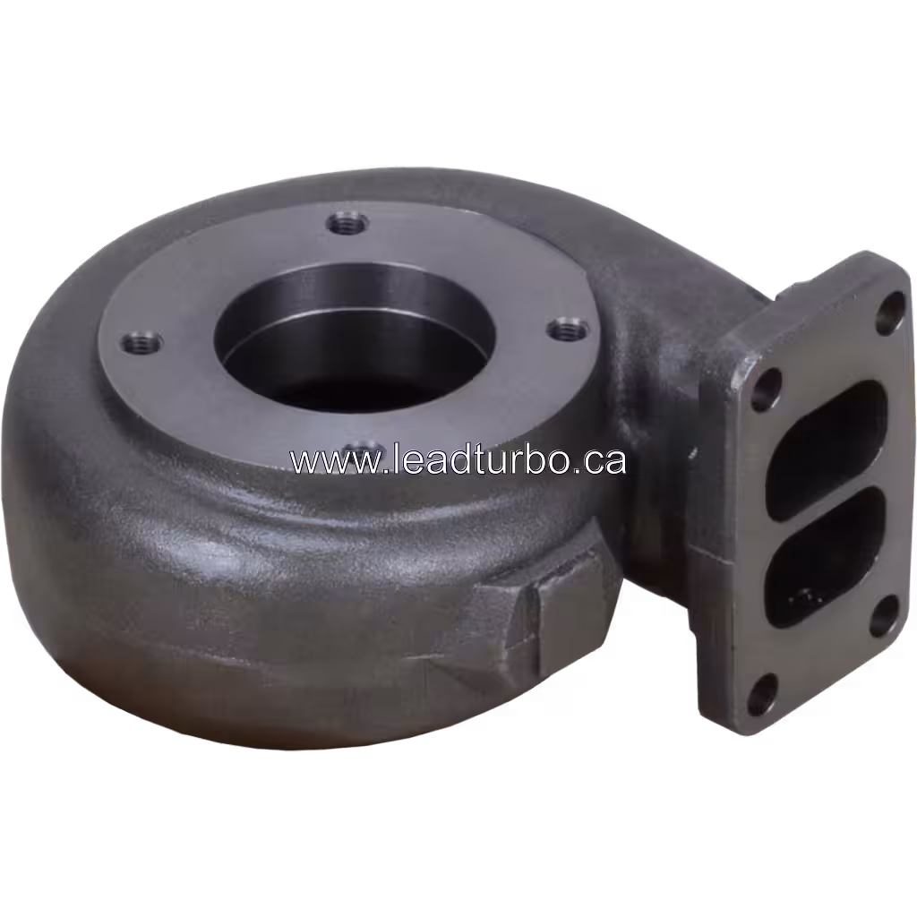 Componente de turbocompressor de metal fundido com abertura central e furos roscados