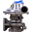 Vista frontal del turbocompresor 17201-30021 CT con carcasa de turbina de hierro fundido y compresor de aluminio