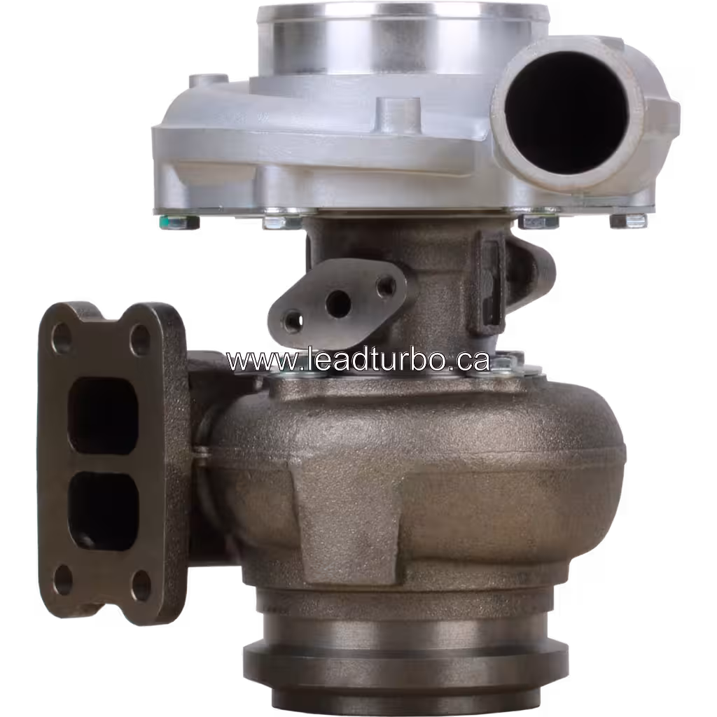 Turbocharger 167303 S2ESL-113 vista frontal con flange de turbina de dos puertos