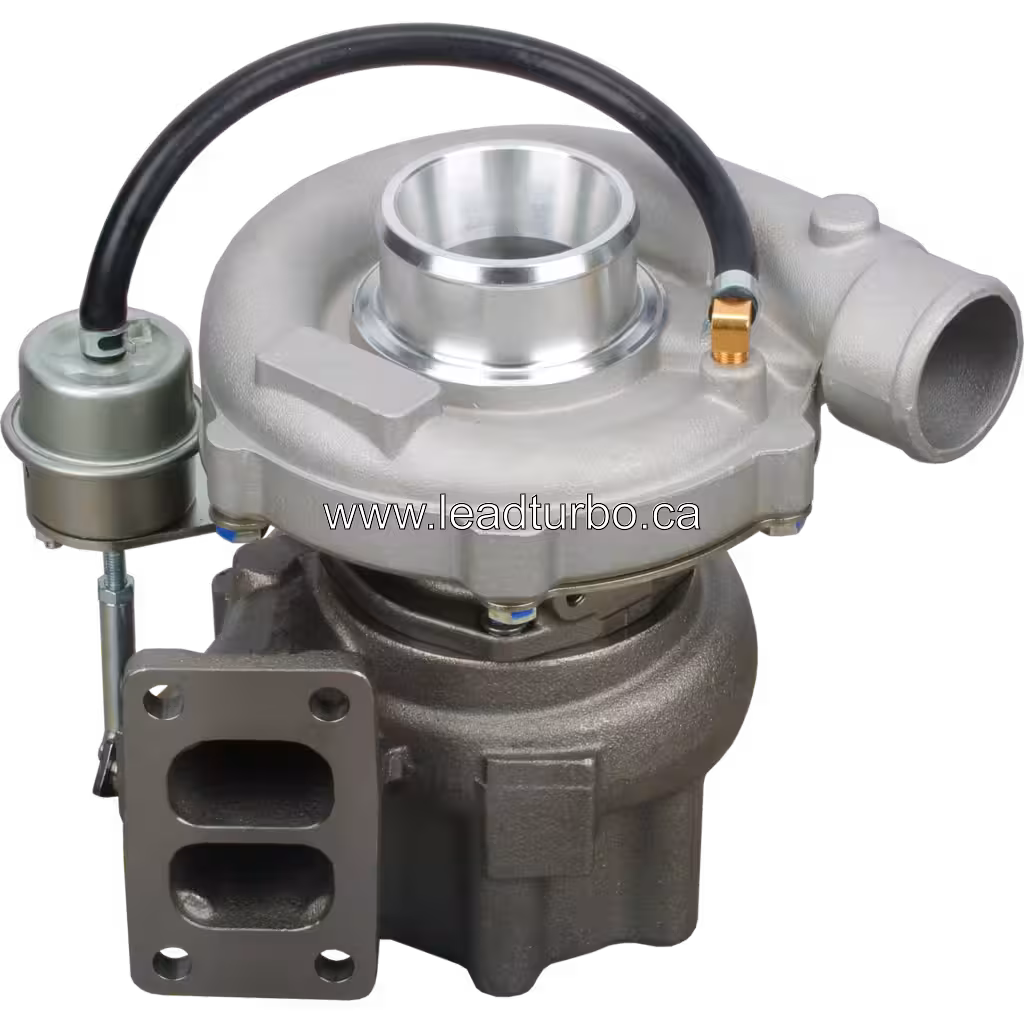 Vista replacement do turbo GT3571S com atuador externo e mangueira azul