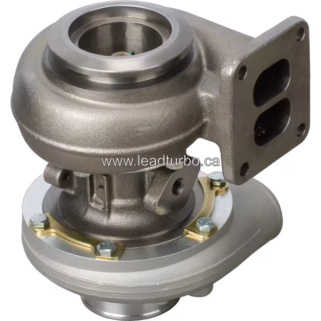 Vista inferior a 45 grados del turbocompresor S200S055 con carcasa de turbina