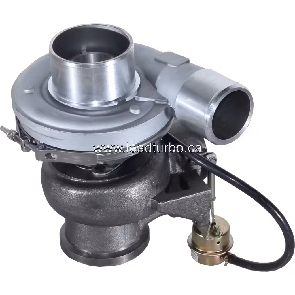 10R1795 turbocharger top view showing exhaust inlet and compressor outlet for GMC Truck