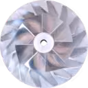 Compressor wheel 2835438A HX83 для Cummins QSK19 805HP, вид спереду, срібна металева поверхня
