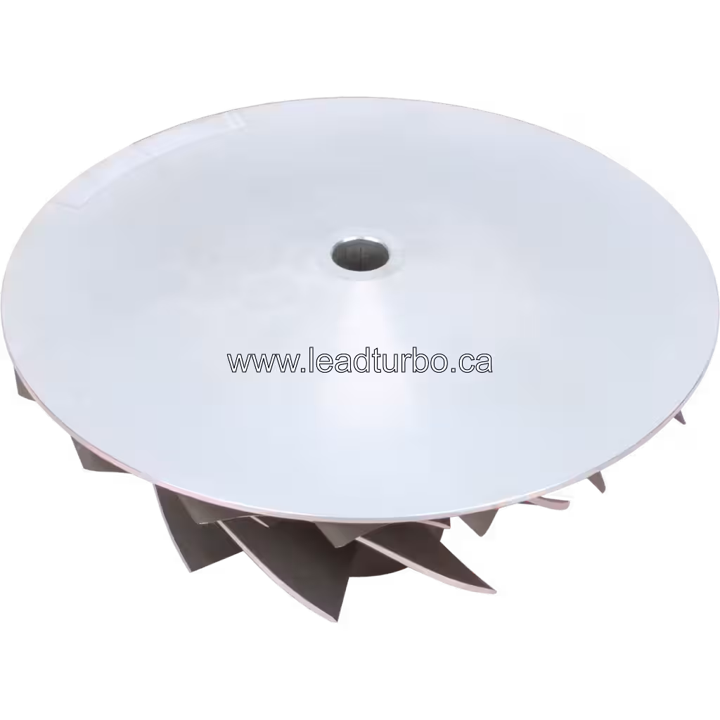 Roue de compresseur 3593179 pour Turbo HX82 Cummins Komatsu bottom 45 degree view