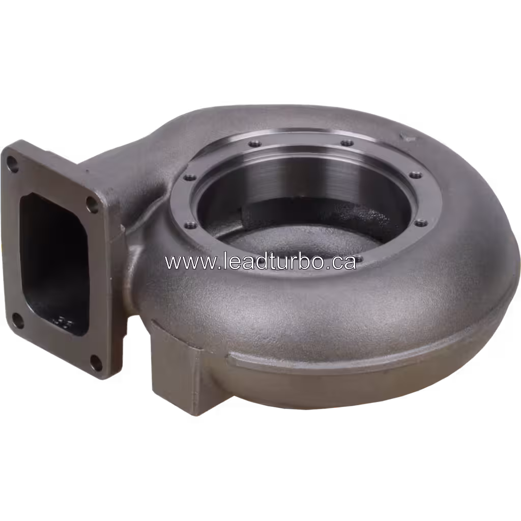 Turbine Housing FOR 3527372 TH, Unteransicht mit sichtbaren Gewindebohrungen und Volutenform