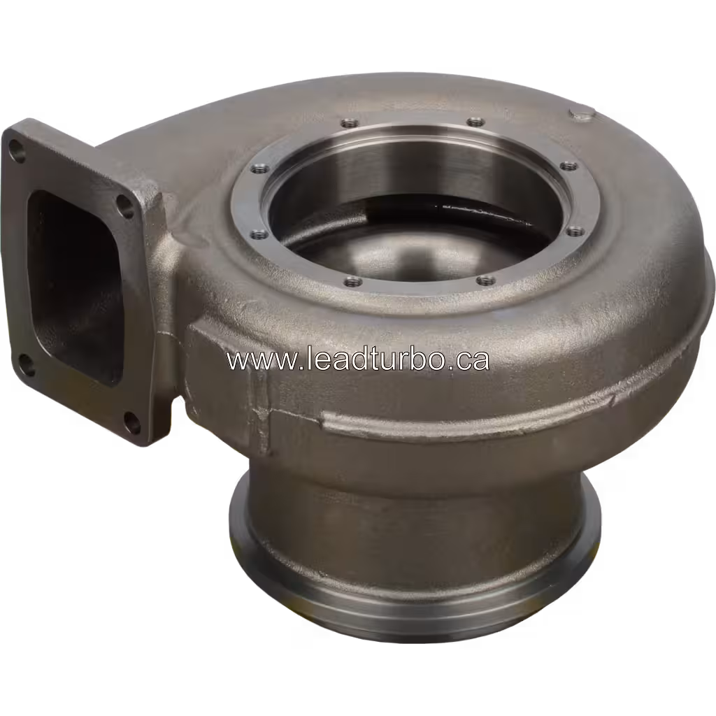 Vista inferior a 45 grados de carcasa de turbina FOR 4089809 TH con flange circular