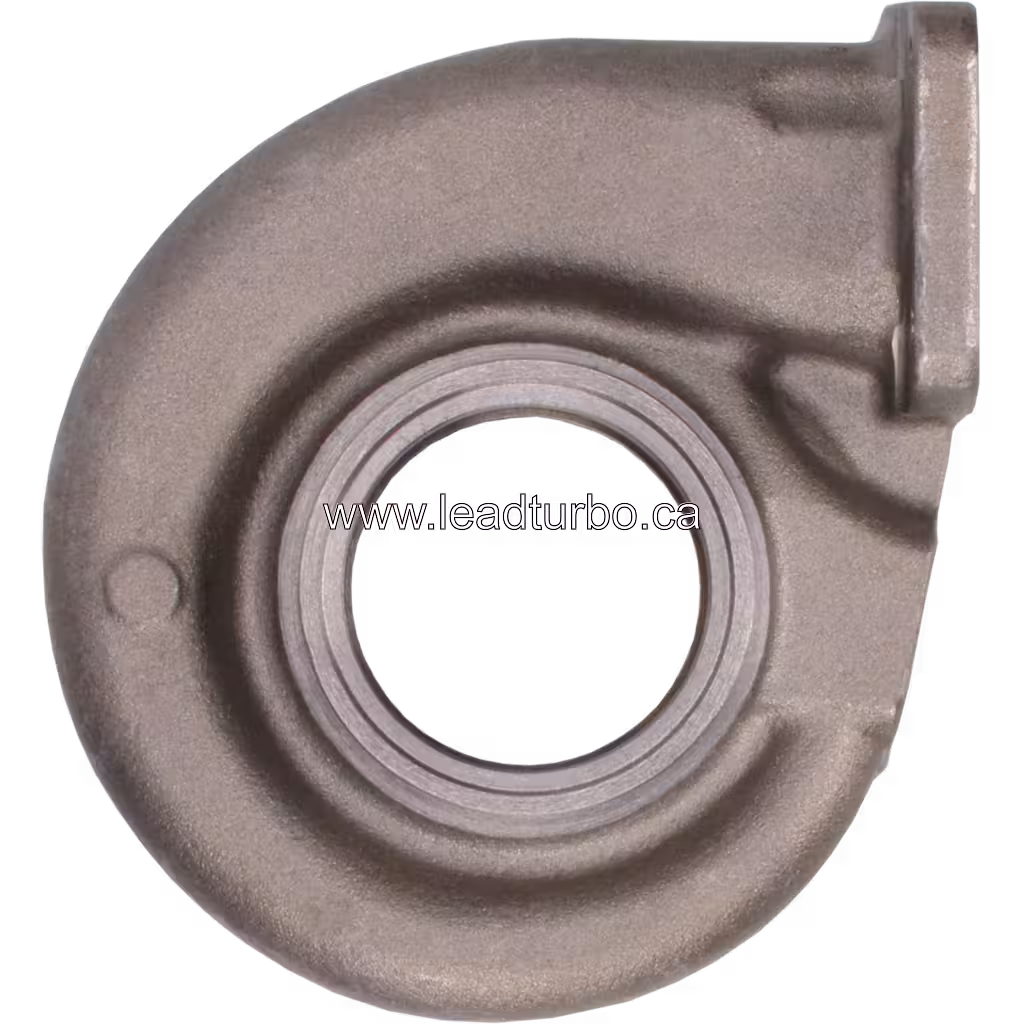 Turbine housing H1C vue de dessous avec bride d'échappement et trous de boulons
