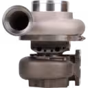 Vista frontal do turbo 6505-67-5010 KTR110L-F84PW com carcaça do compressor prateada