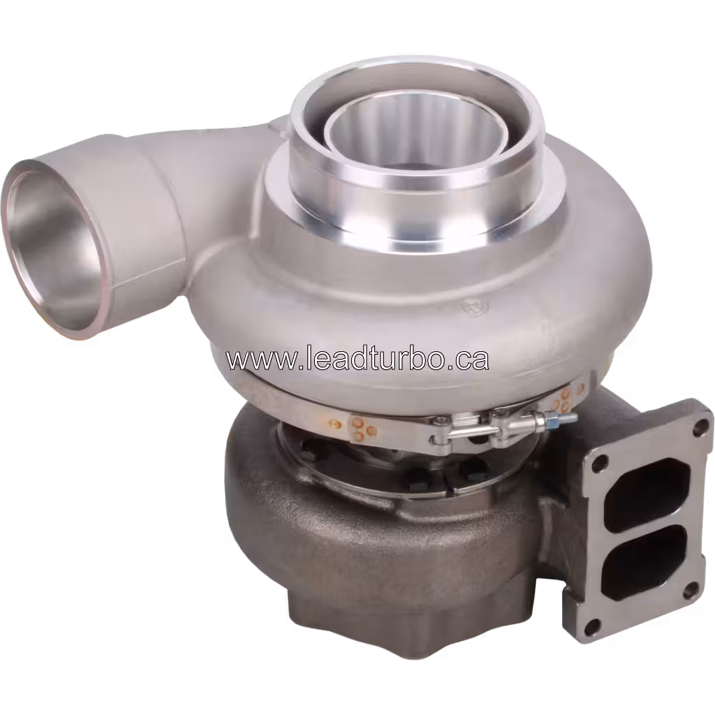Vista replacement do turbo KTR110L-F84PW mostrando eixos centrais e linhas de resfriamento