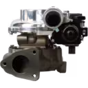 Vista frontal del turbocompresor 17201-0L040 CT con carcasa de compresor plateada y actuador negro