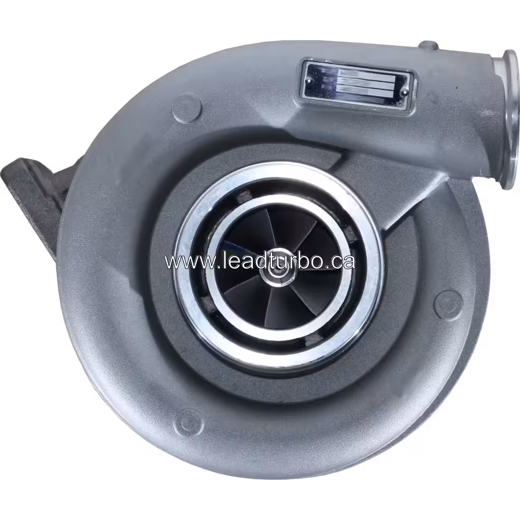 Vue avant du turbocompresseur HX55 20857657 montrant la roue compresseur