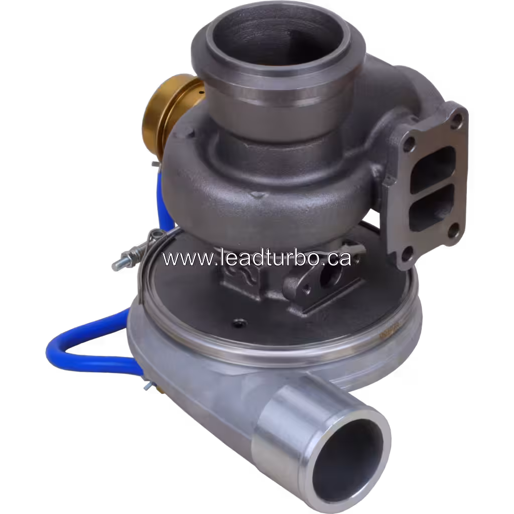 Detalhe do turbocompressor para maquinaria pesada CAT D6T