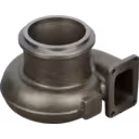 Vista frontal da carcaça de turbina 3591171 com flange de saída retangular de 4 furos