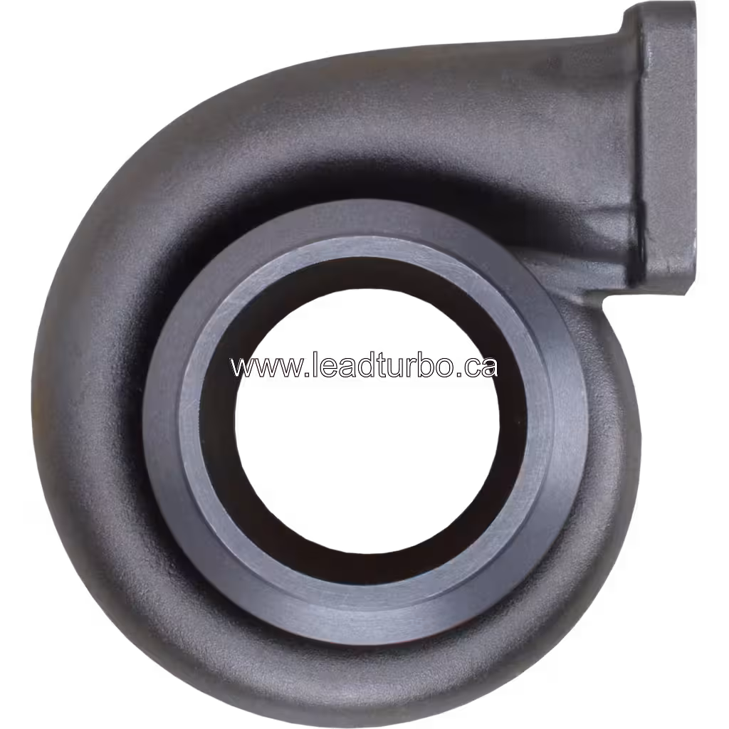 Vista frontal da carcaça de turbina 14961016101 de fundição cinza escura