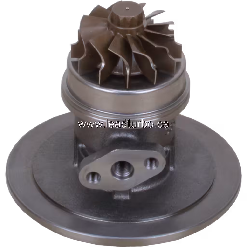 Vista inferior do core HX35W com roda da turbina e flange de montagem