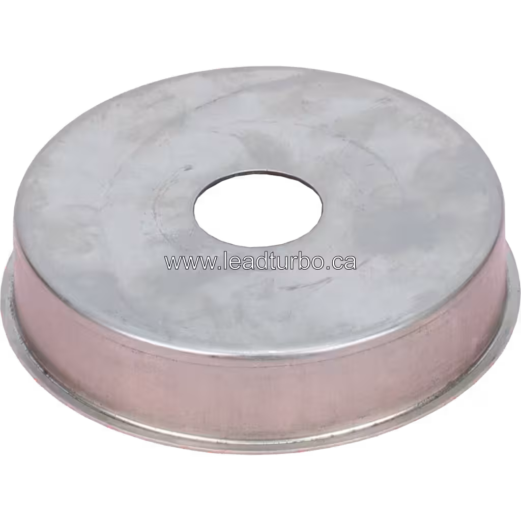Heat shield 2843424 HS, вид зверху під кутом 45 градусів, срібляста поверхня з центральним отвором, референс 2843425 HS