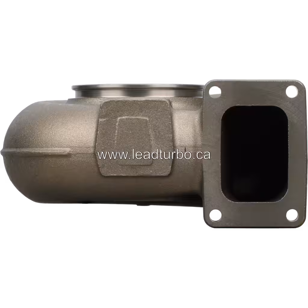 Turbine Housing 3522911 HC5A Seitenansicht mit rechteckiger Flanschplatte
