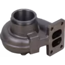 Vista replacement de turbine housing HX35 mostrando puerto de entrada y flange