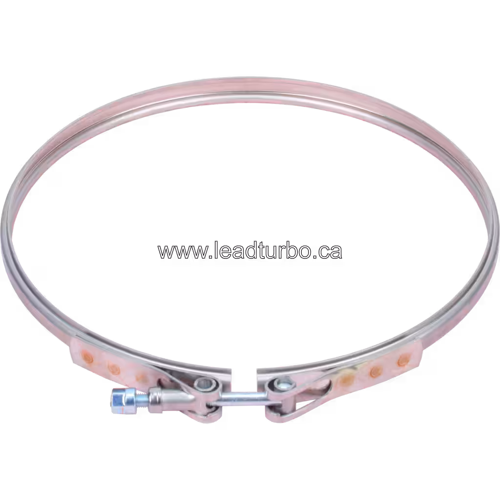 V-band 3528109, кутовий вигляд, перфоровані металеві вставки та болт регулювання, сріблястий та мідний відтінки