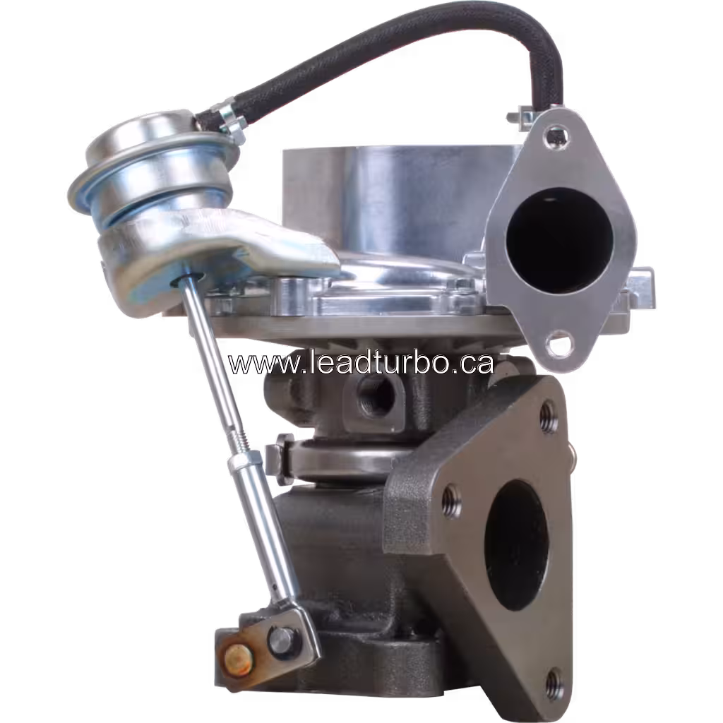Front view of 14411-VM01A RHF4H turbocharger with mechanical actuator