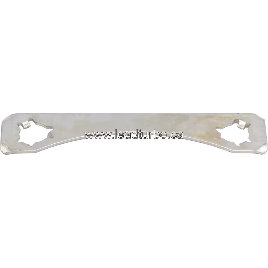 Placa metálica plana com seção central curva, vista replacement