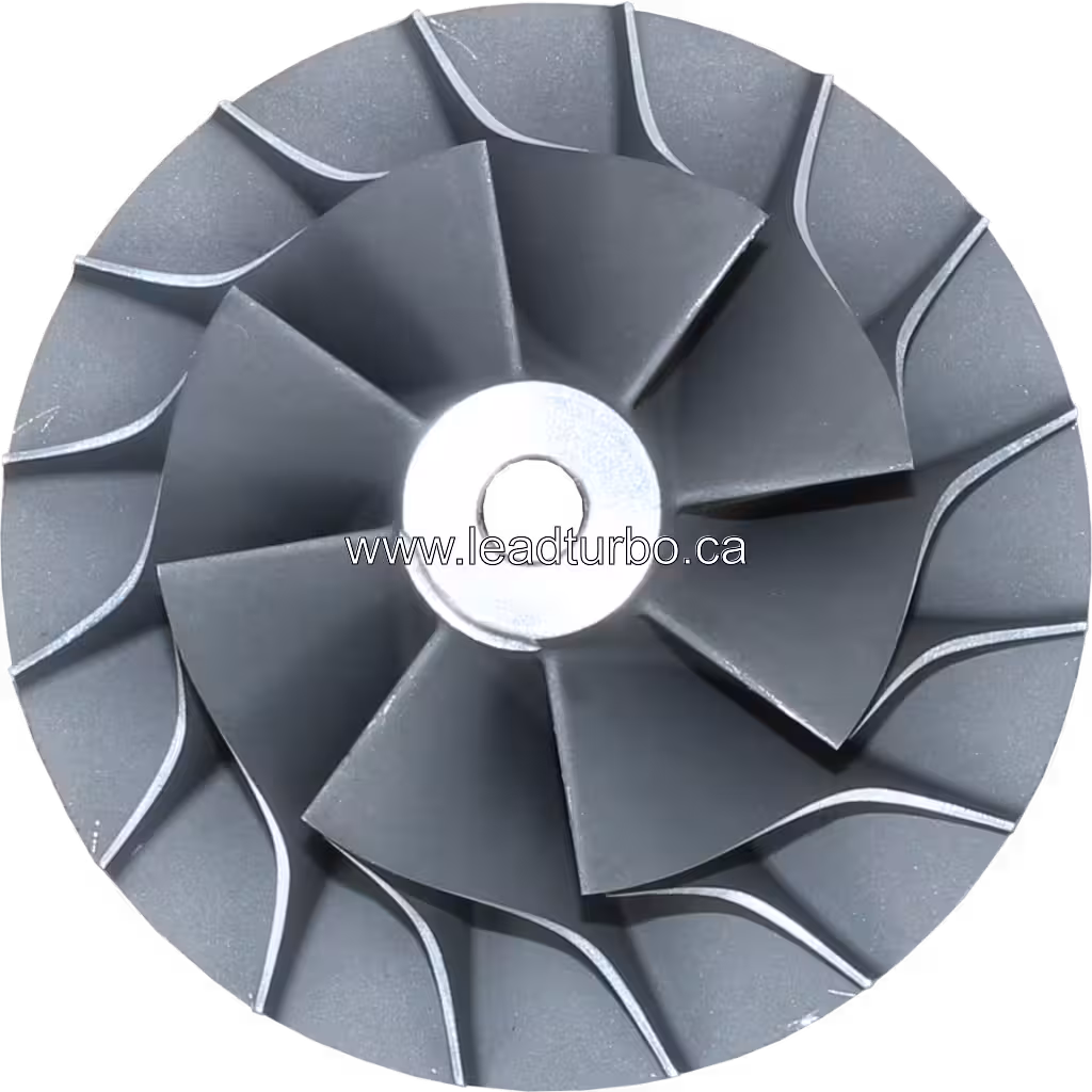 Turbo compressor wheel blade detail view