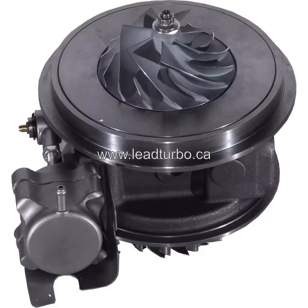 Vista lateral do core HY55V mostrando atuador e roda do compressor
