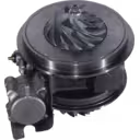 Vista lateral do core HY55V mostrando atuador e roda do compressor