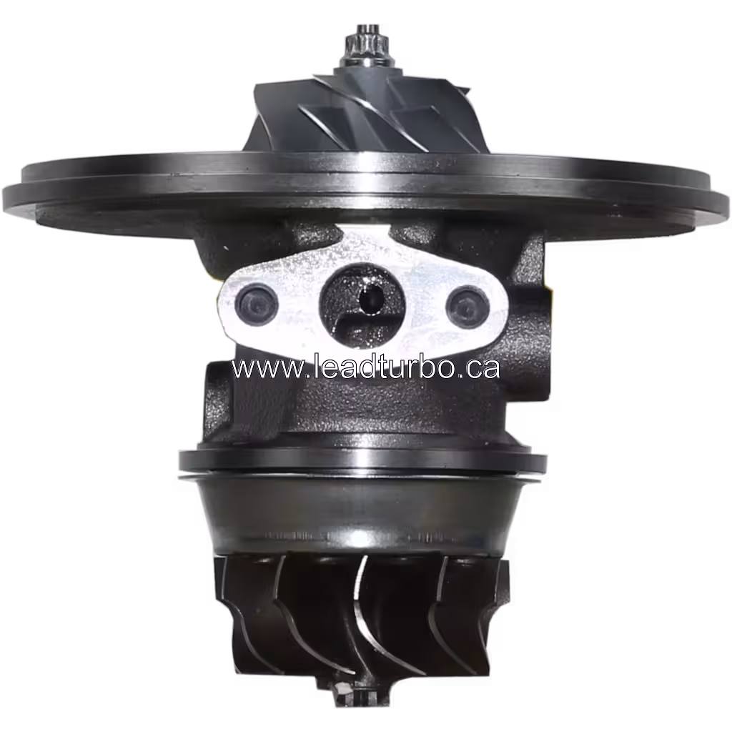 J96 turbocharger core assembly front view showing compressor and turbine wheels