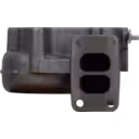 Turbine Housing 3539085 HX40W vista frontal, flange retangular com duas saídas ovaladas
