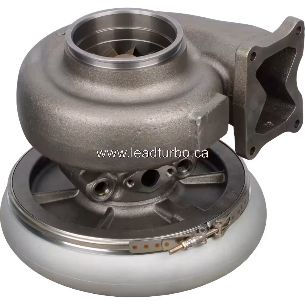 Turbosprężarka 3598329 HX82 zamiennik do Cummins QSV91 bottom 45 degree view