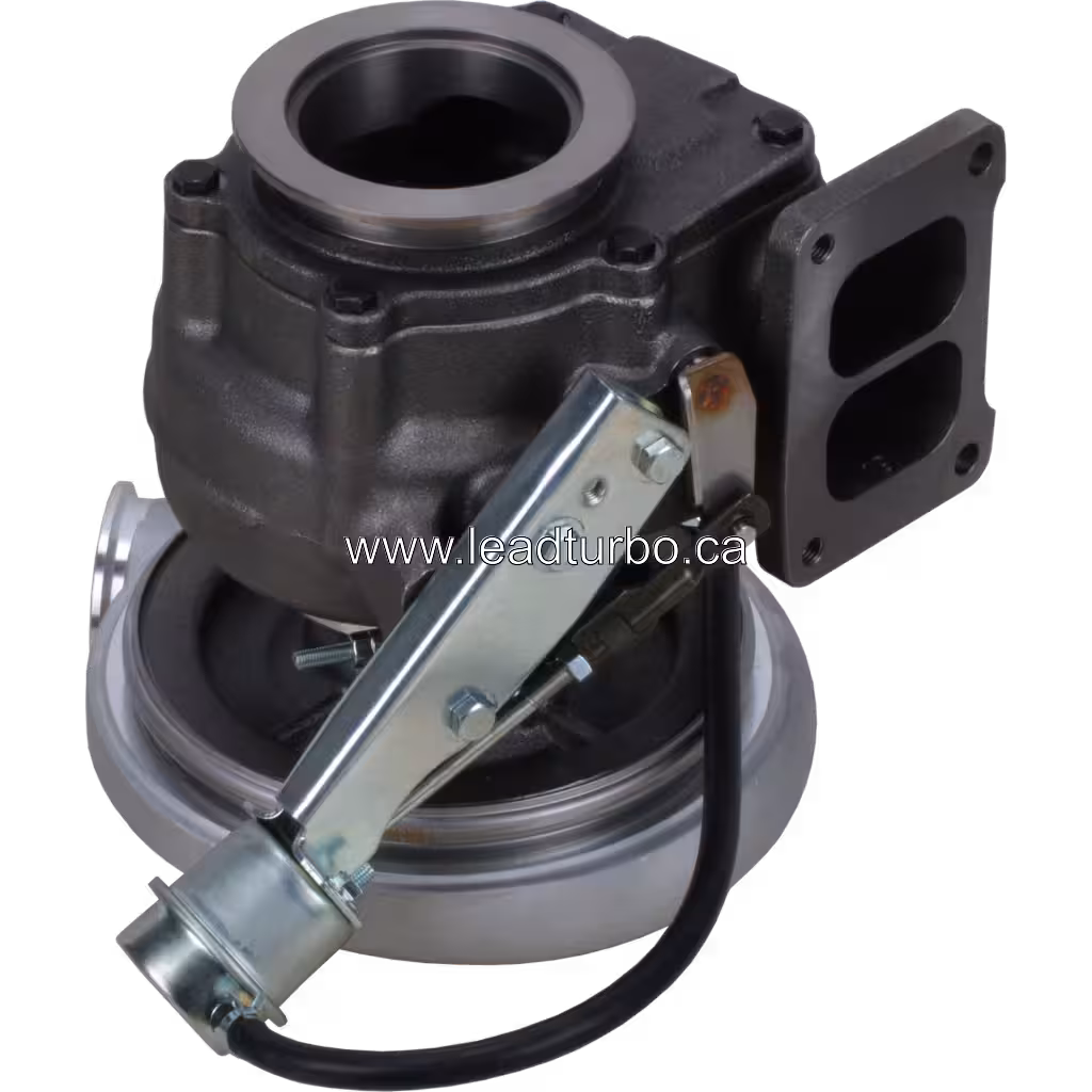 HX55W Turbolader-Ansicht von oben mit Montageklammer und Befestigungspunkten