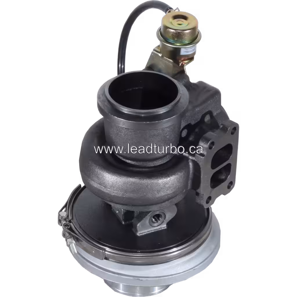 Turbo 10R1795 vista inferior mostrando carcaça do turbina e atuador